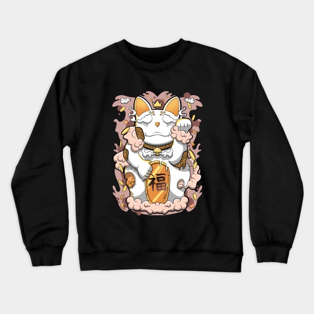 Lucky Cat Crewneck Sweatshirt by MerchBeastStudio